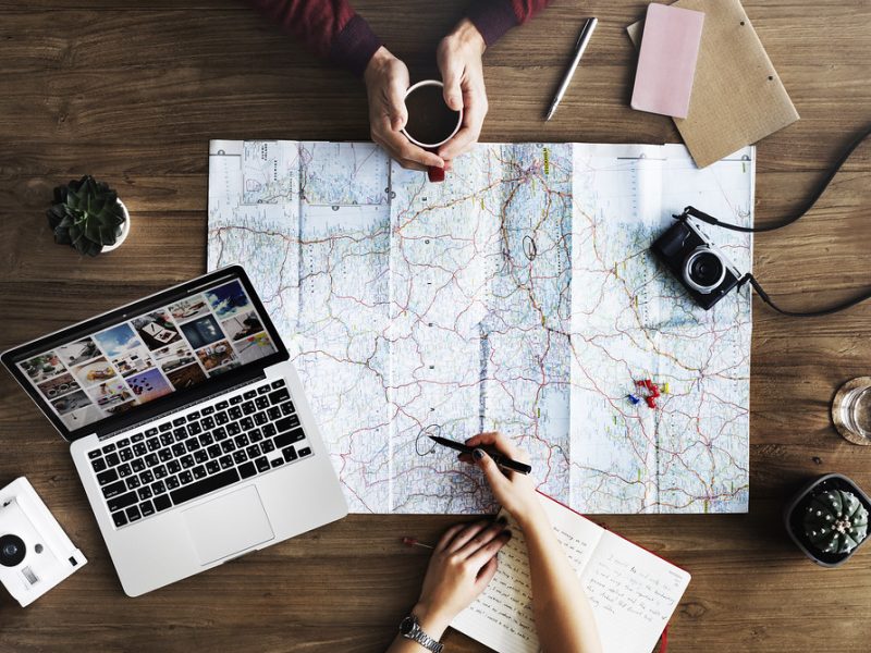 Map and compass for route planning
