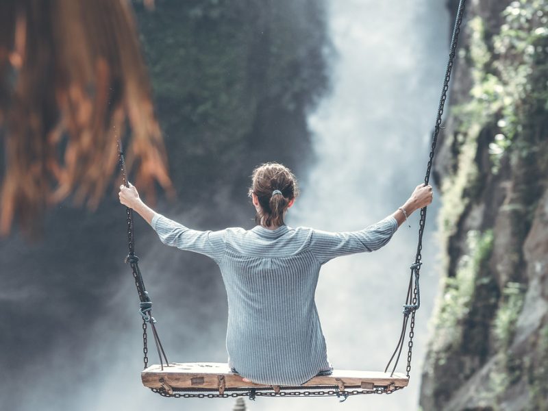 Waterfall swing in the Bali jungle