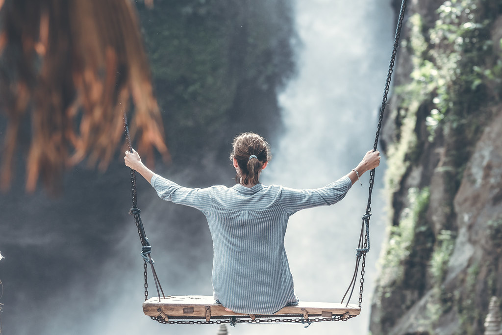 Waterfall swing in the Bali jungle