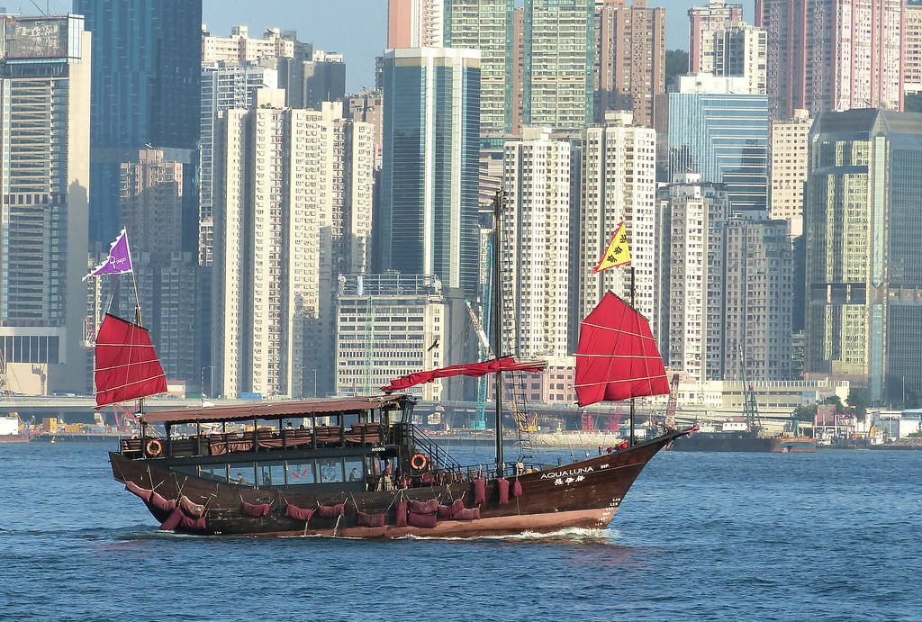 Traditional wooden sailing vessel at sea